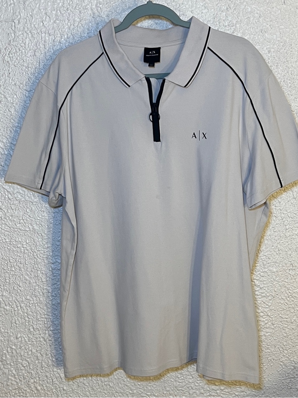 A/X Armani Exchange Men’s Light Gray Quarter Zip Polo